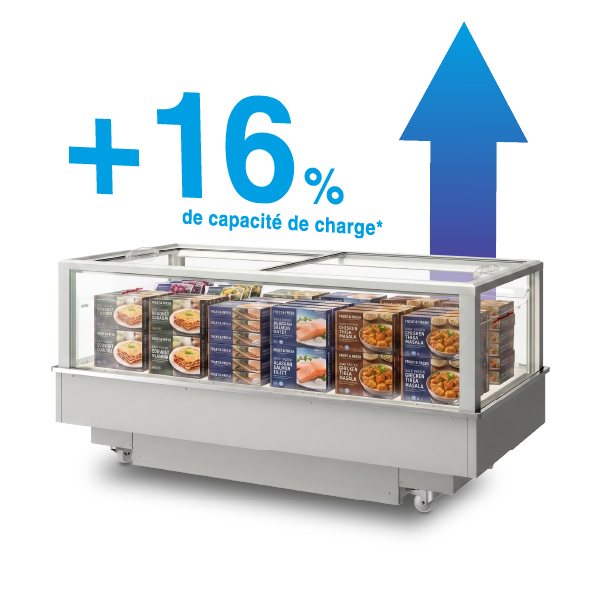 Int&eacute;rieur spacieux de l'&icirc;lot FUTURO 2 rempli de produits emball&eacute;s